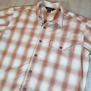 Royal Robbins Men's Large Contemporary Fit Button Front Cotton Plaid SS Shirt 